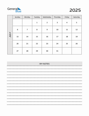 Current month calendar July 2025