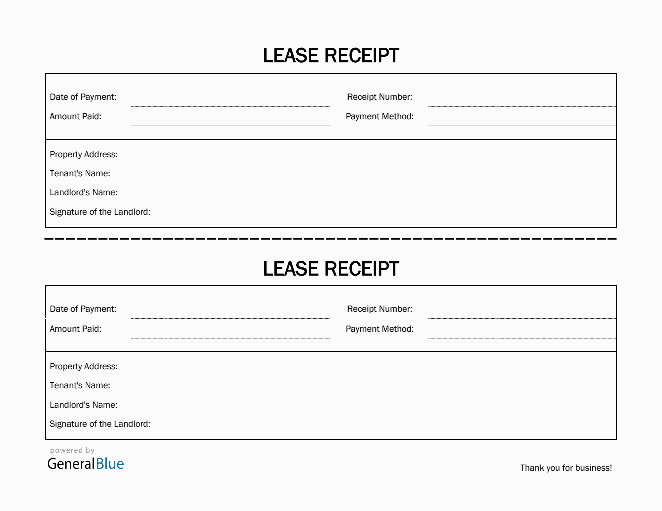 Free Simple Lease Receipt Template in PDF