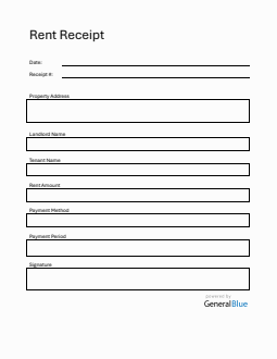 Apartment Rent Receipt Template in Word