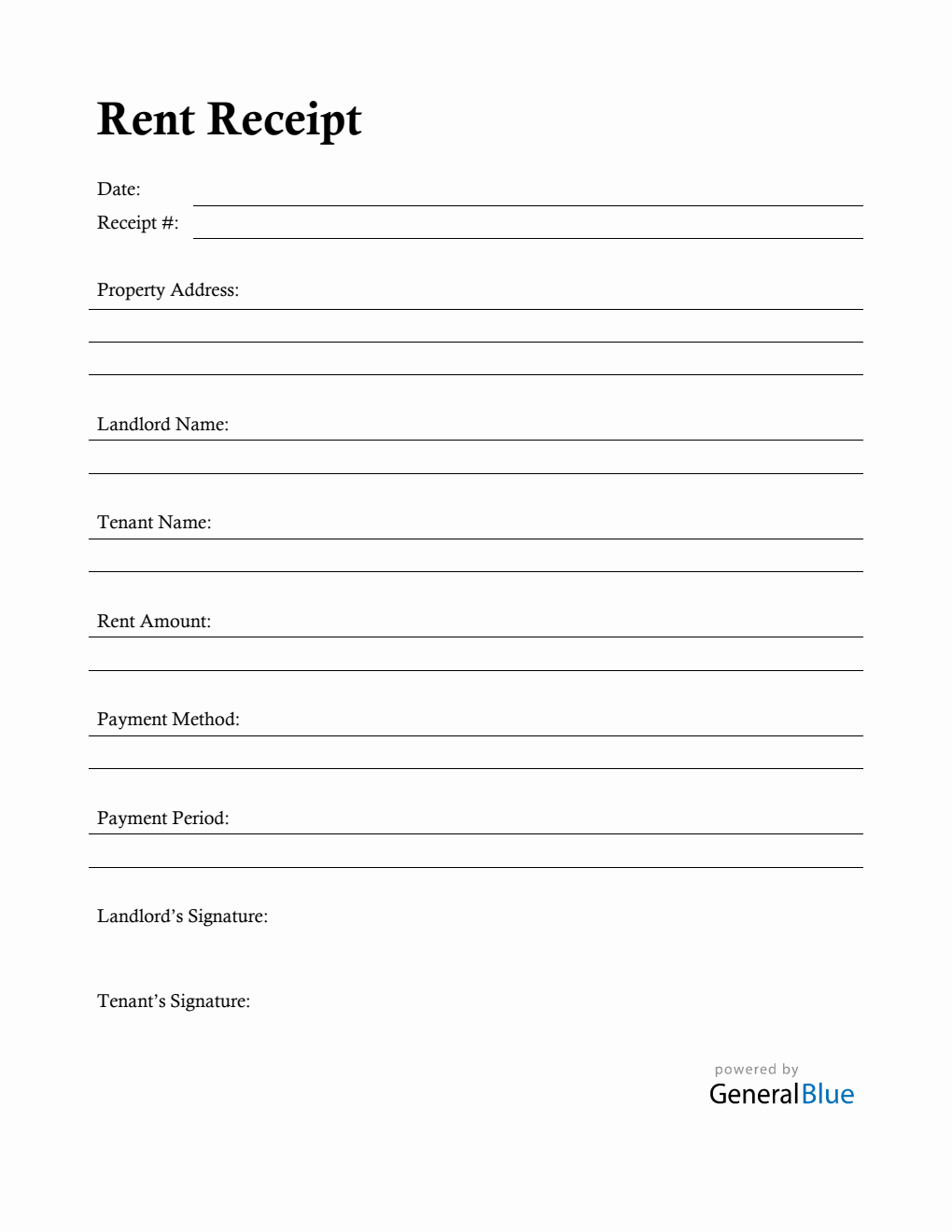 Free Customizable Apartment Rent Receipt Template with Signature Fields (Word)