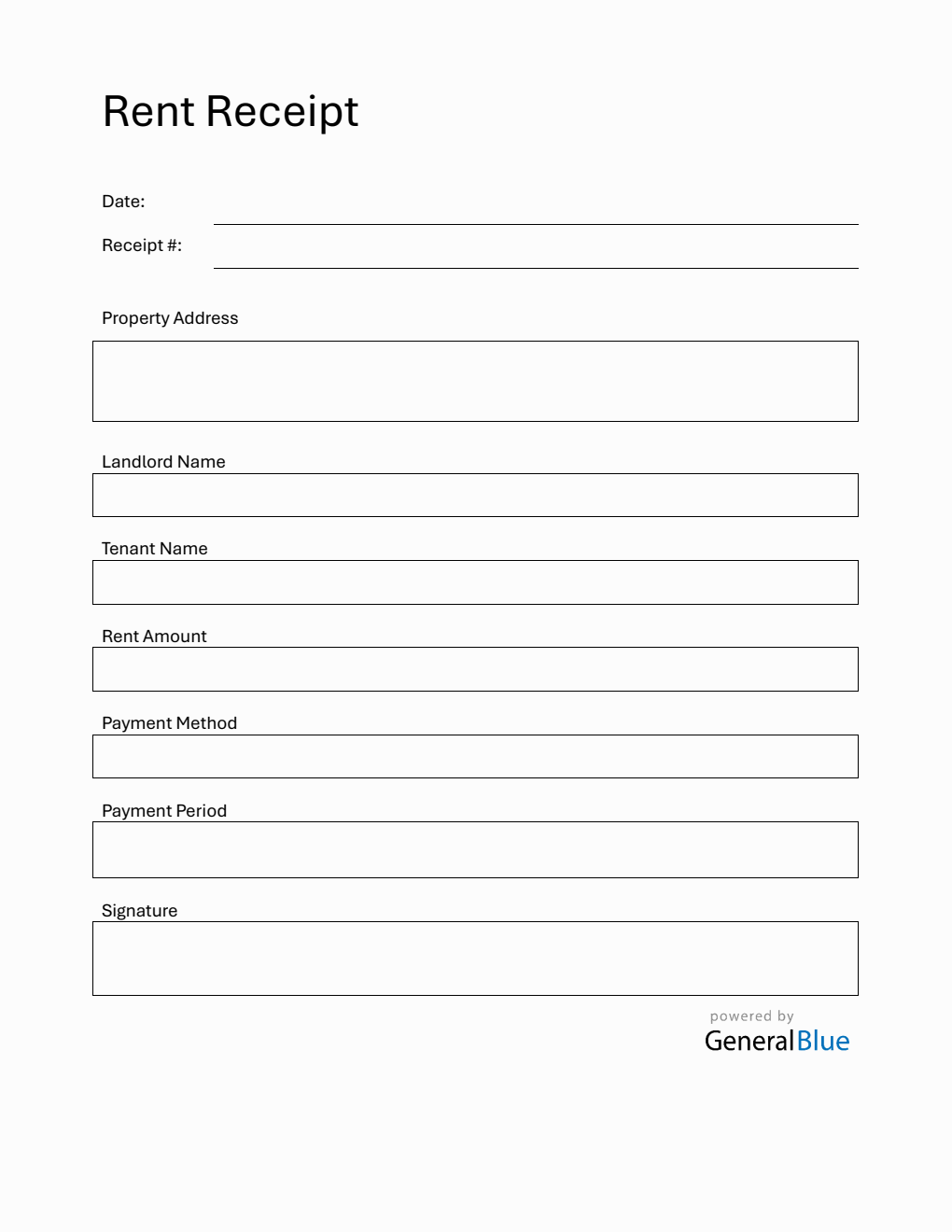 Apartment Rent Receipt Template in PDF