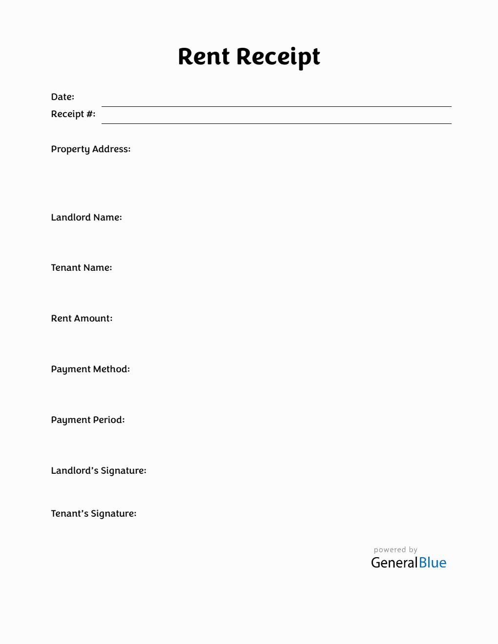 Free Editable Apartment Rent Receipt Template with Signature Fields (Word)