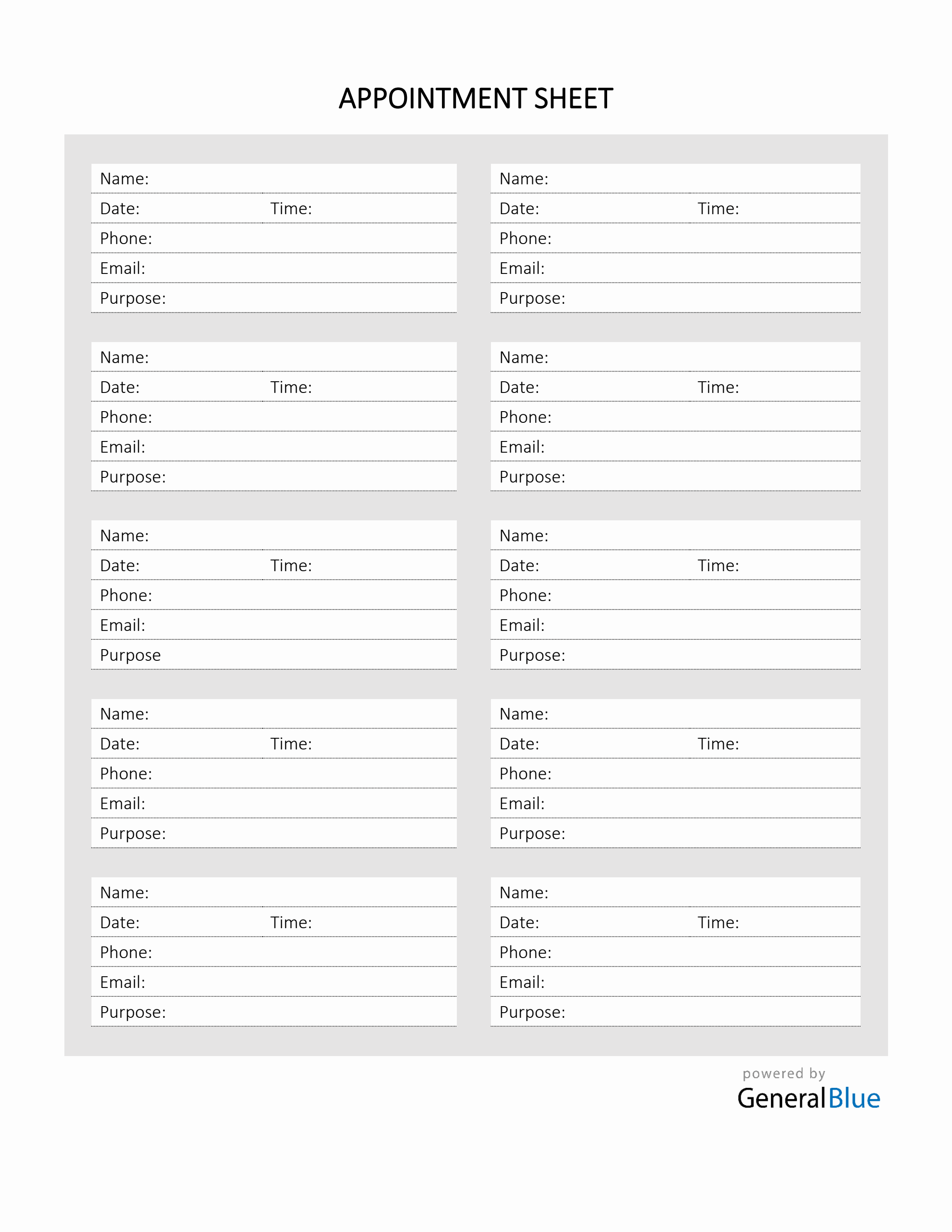 free printable weekly appointment sheets