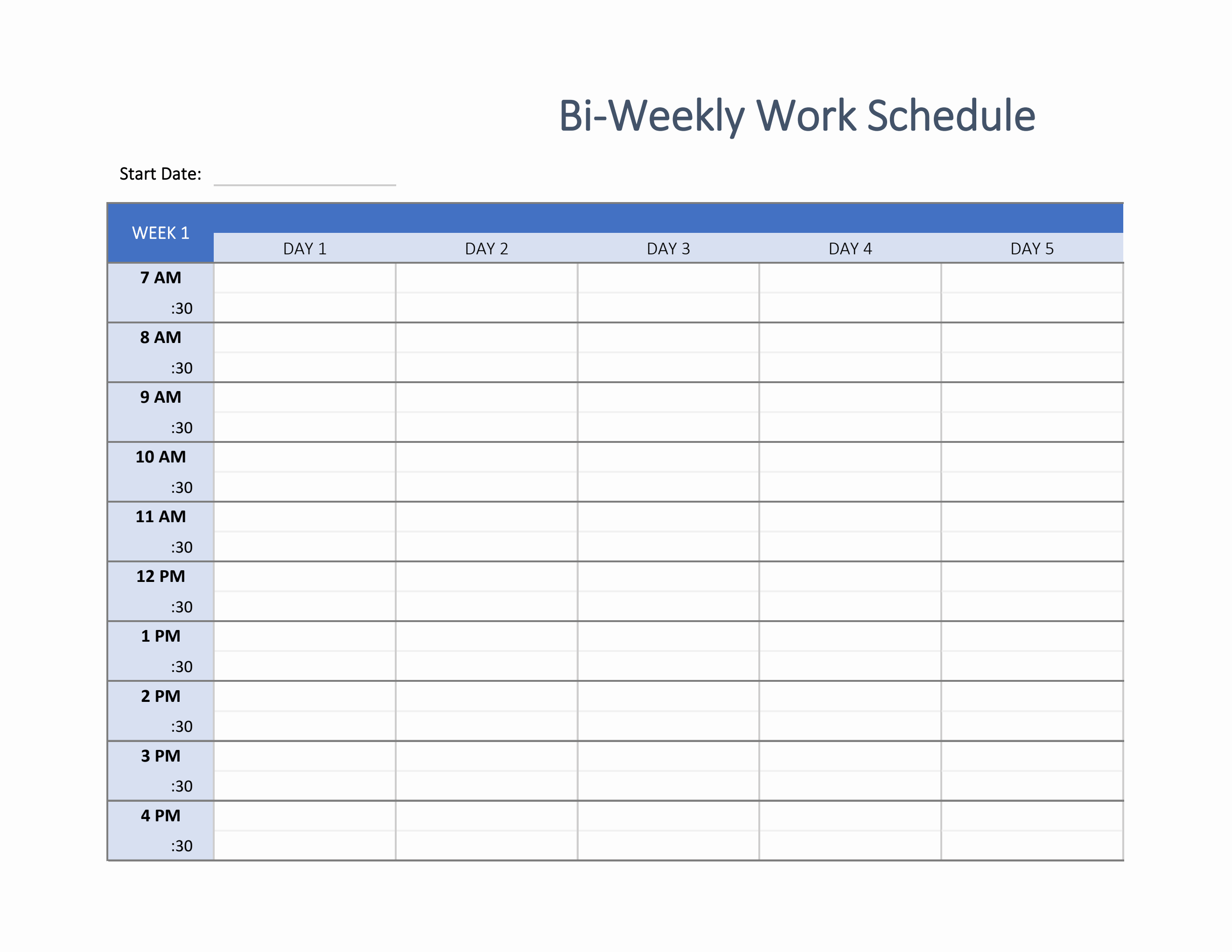 timetable template excel