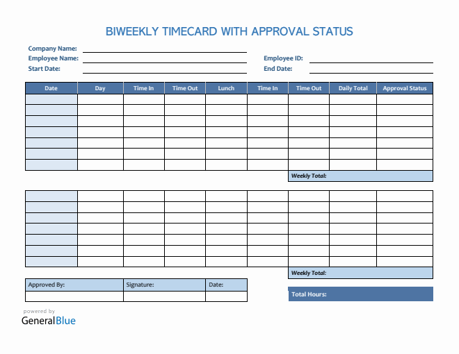 Biweekly Timesheet Templates