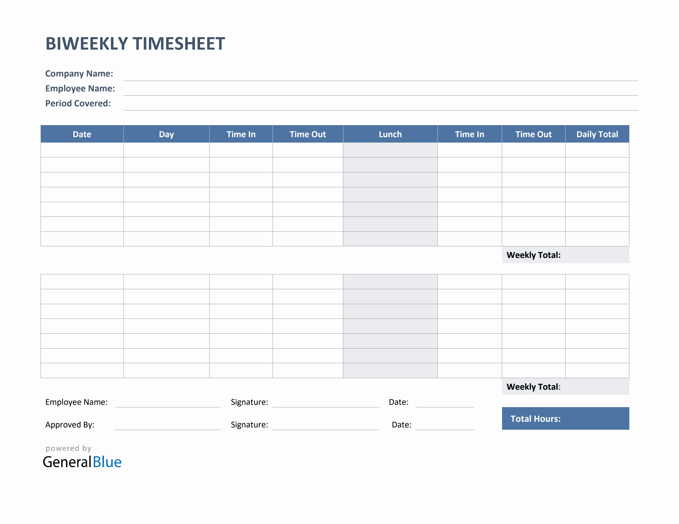 Biweekly Pay Calculator With Lunch Break