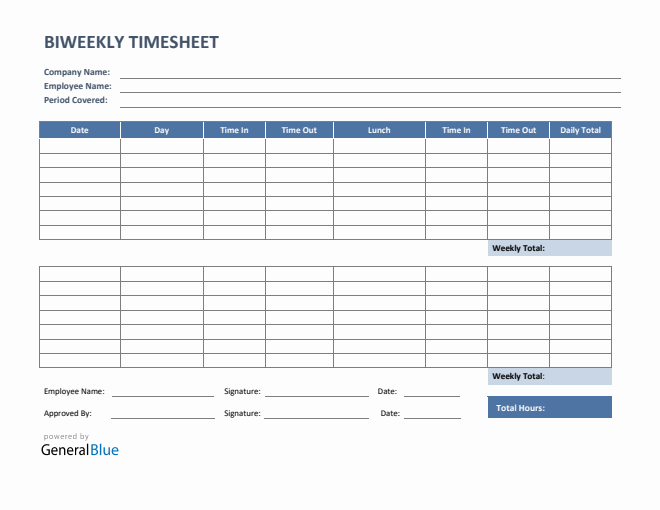 Biweekly Timesheet Templates