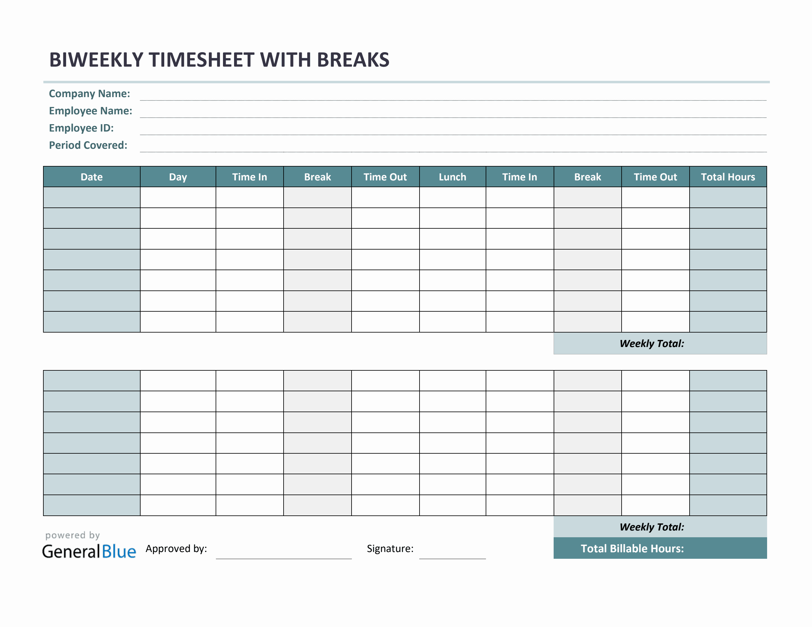 excel bi weekly work schedule template free