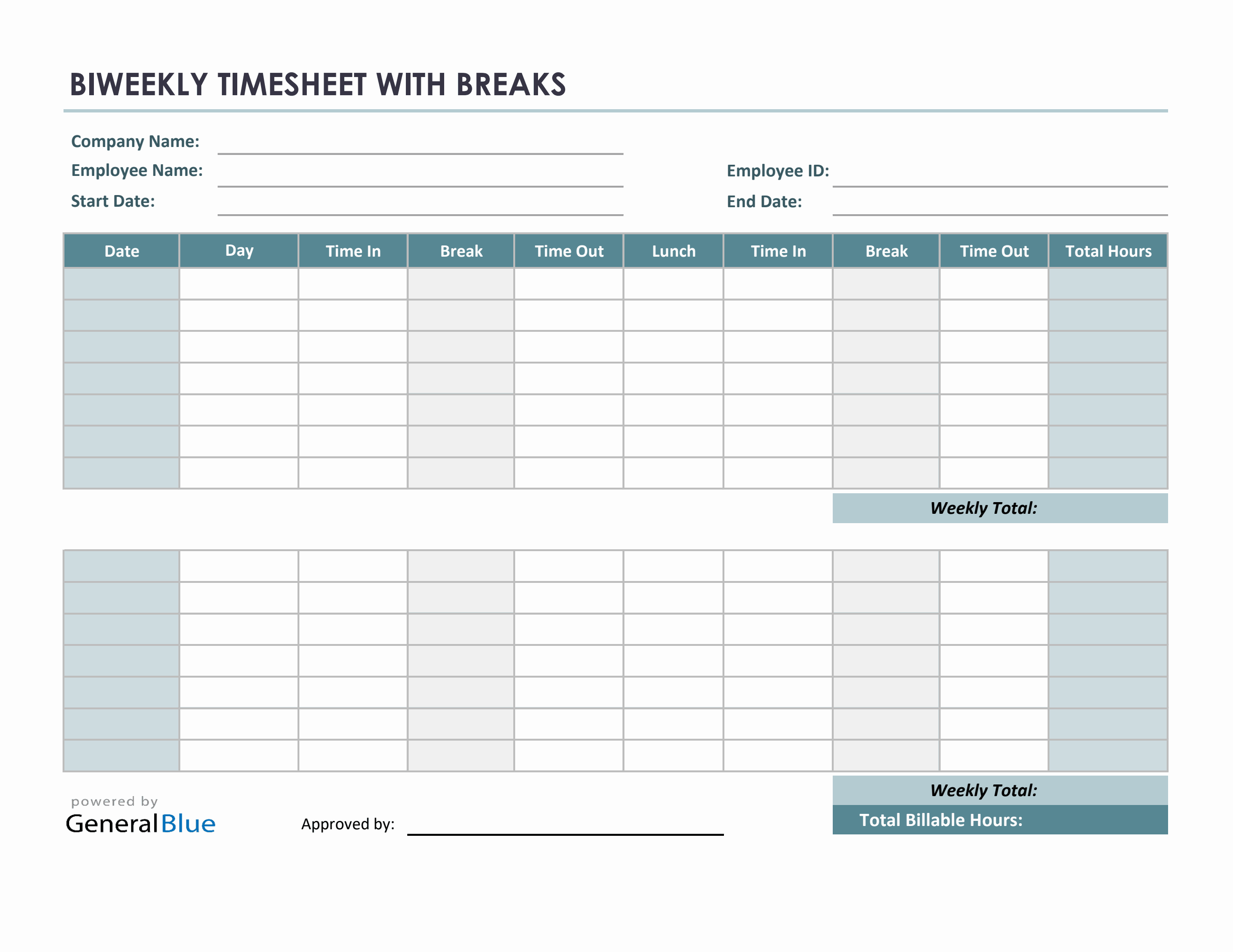 excel bi weekly work standby schedule template