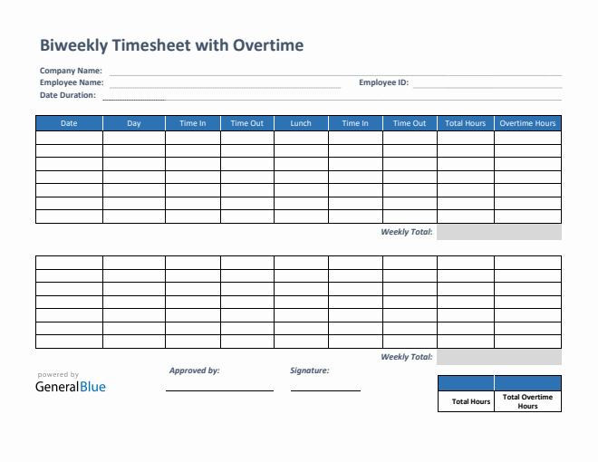 Biweekly Timesheet Templates