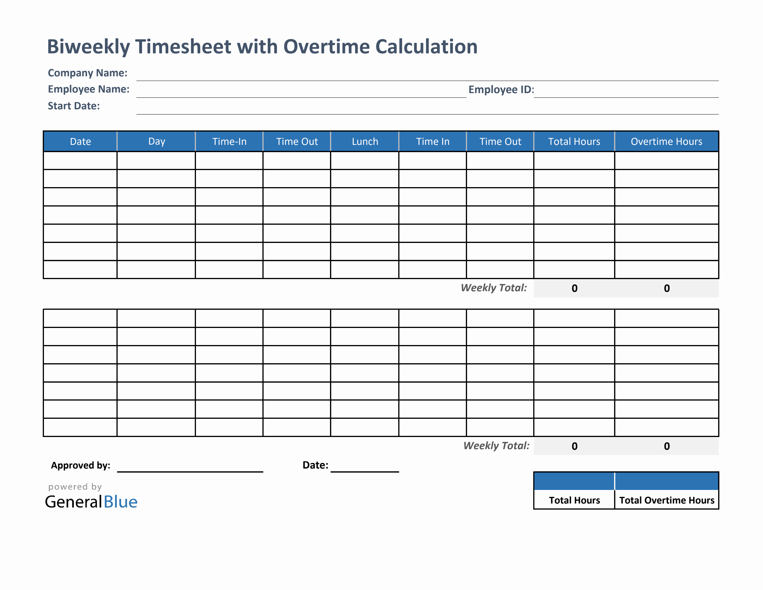 weekly employee timesheet