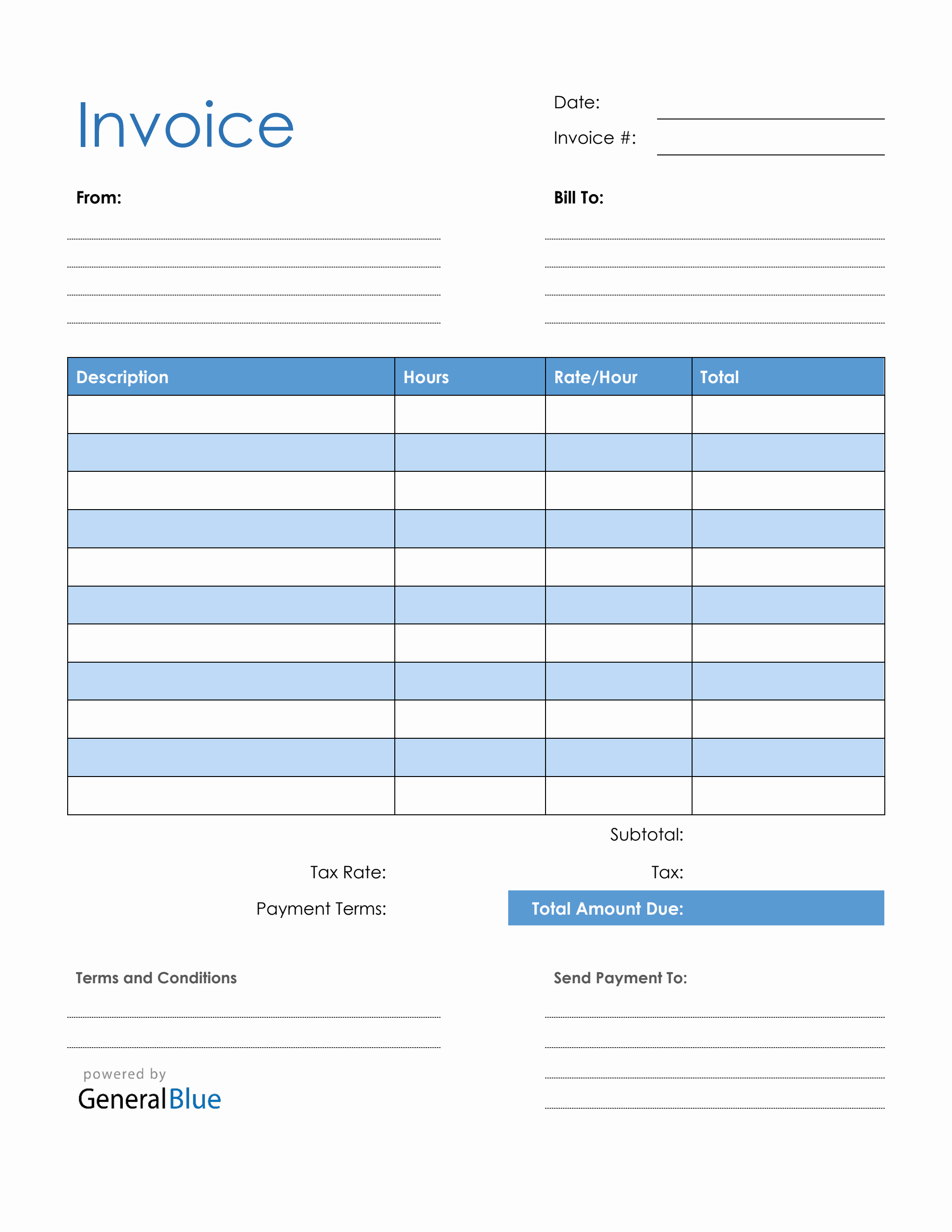 Printable Invoice 8 5 X 11 Tax Invoice Editable PDF Invoice Template Instant PDF Download