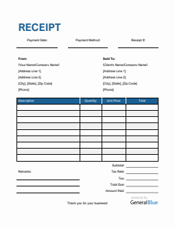 Blank Receipt Template in PDF (Striped)