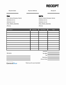 blank receipt template in pdf basic