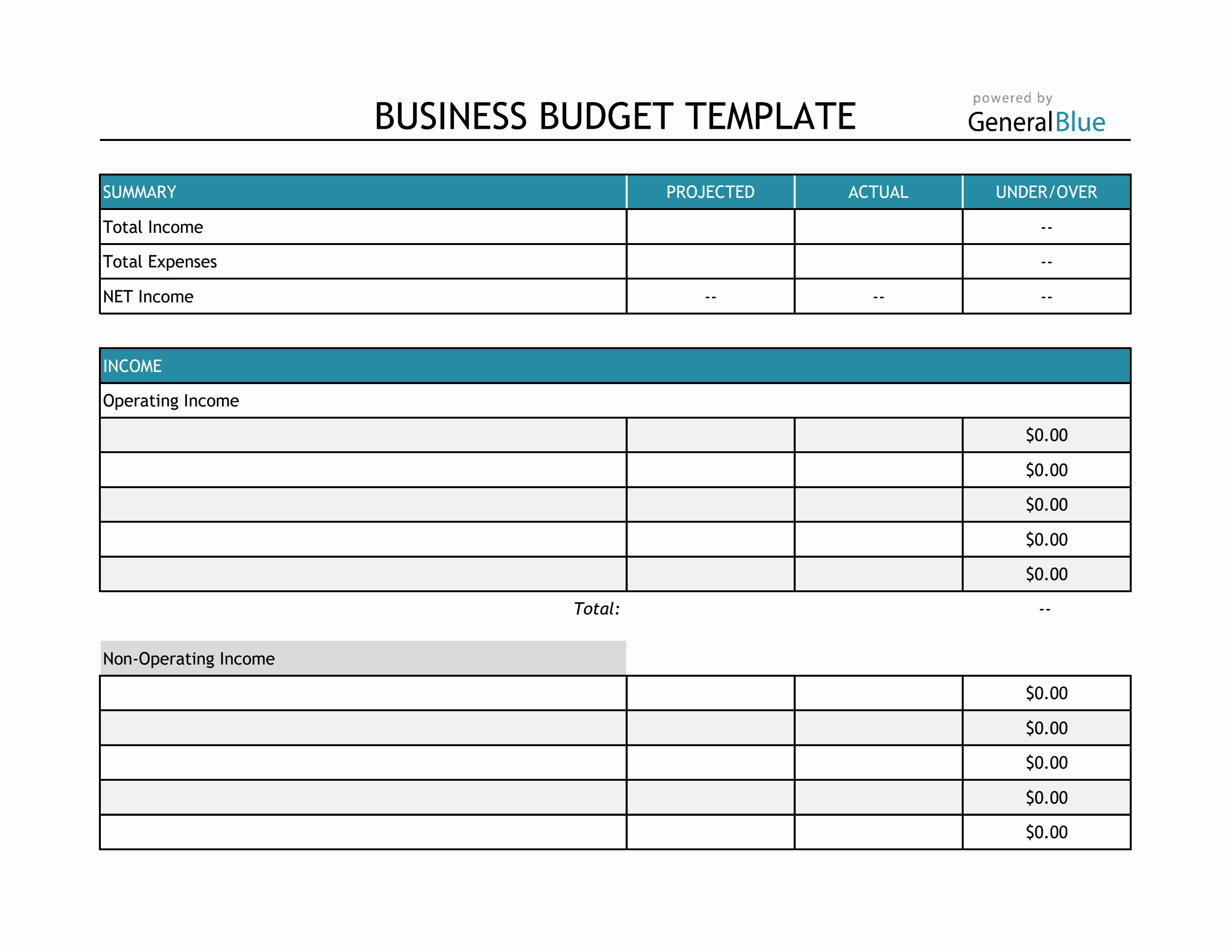 excel company budget template