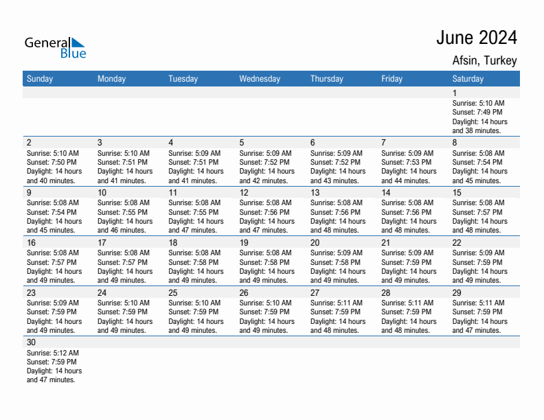 Afsin June 2024 sunrise and sunset calendar in PDF, Excel, and Word