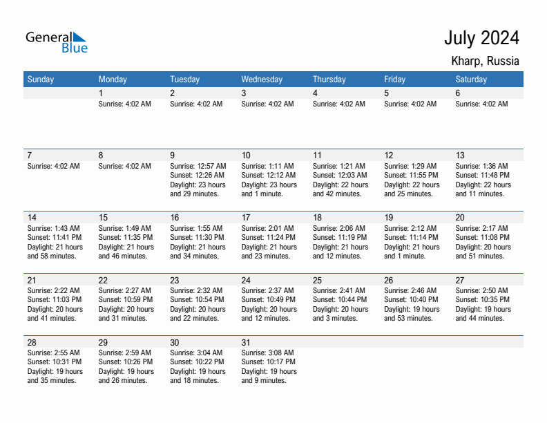 Kharp July 2024 sunrise and sunset calendar in PDF, Excel, and Word