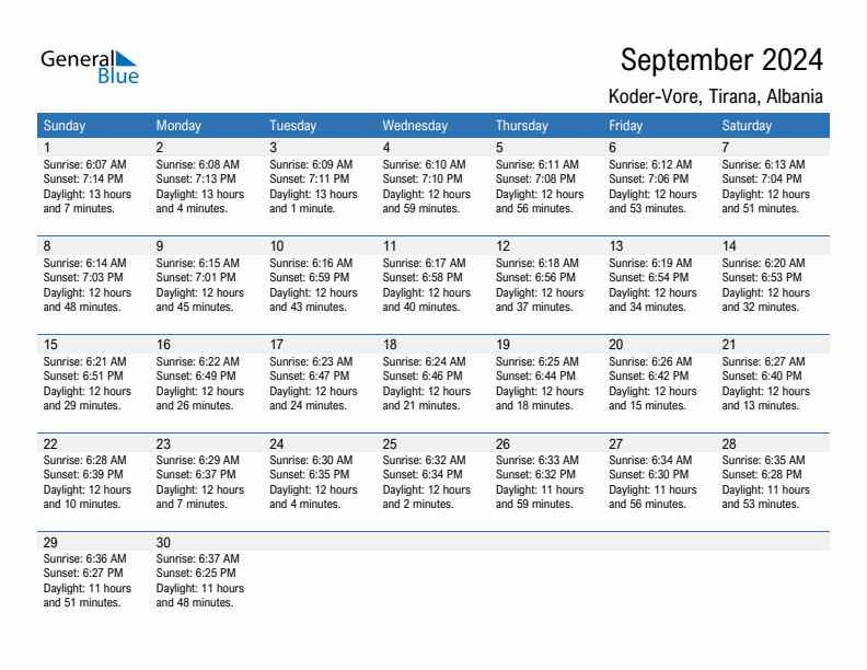 Koder-Vore September 2024 sunrise and sunset calendar in PDF, Excel, and Word