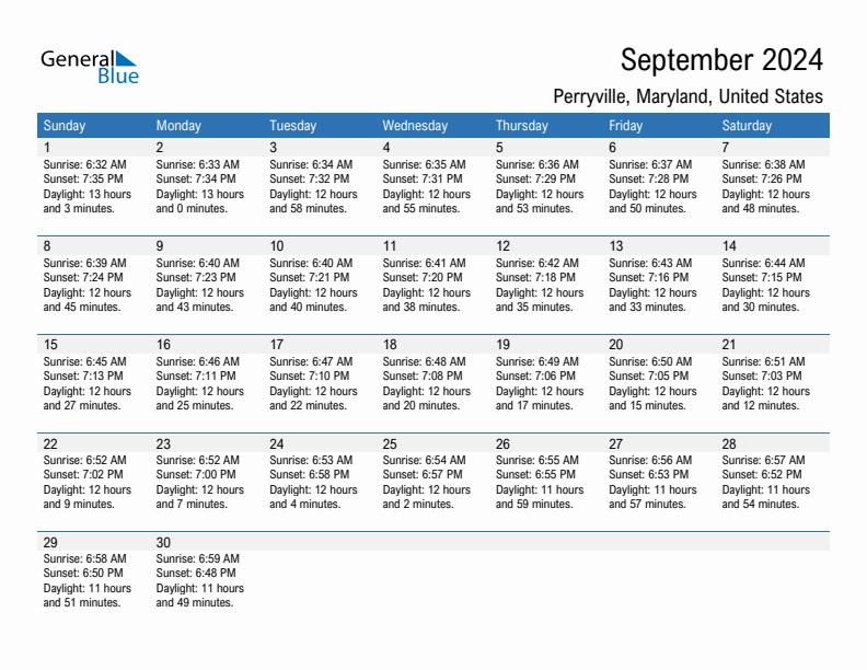 Perryville September 2024 sunrise and sunset calendar in PDF, Excel, and Word