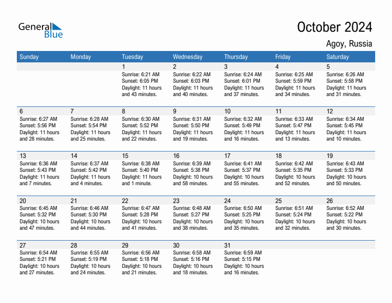 Agoy October 2024 sunrise and sunset calendar in PDF, Excel, and Word