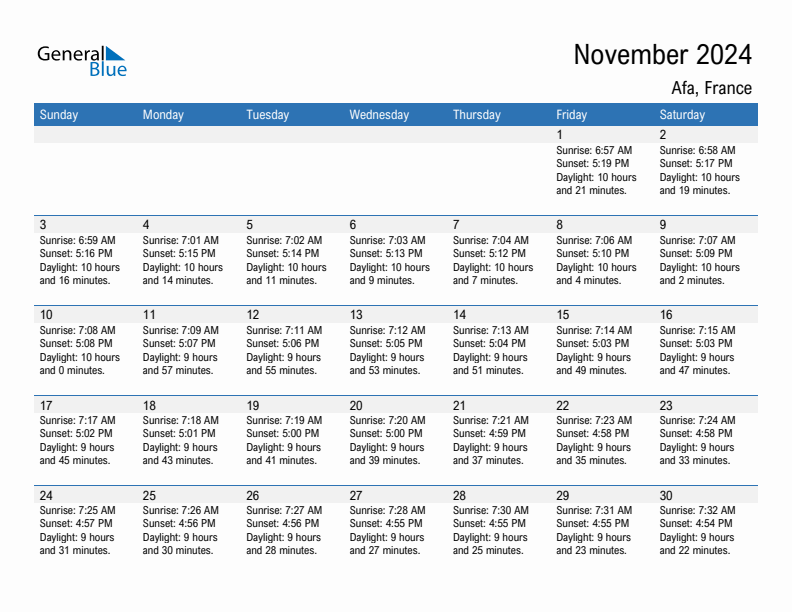 Afa November 2024 sunrise and sunset calendar in PDF, Excel, and Word