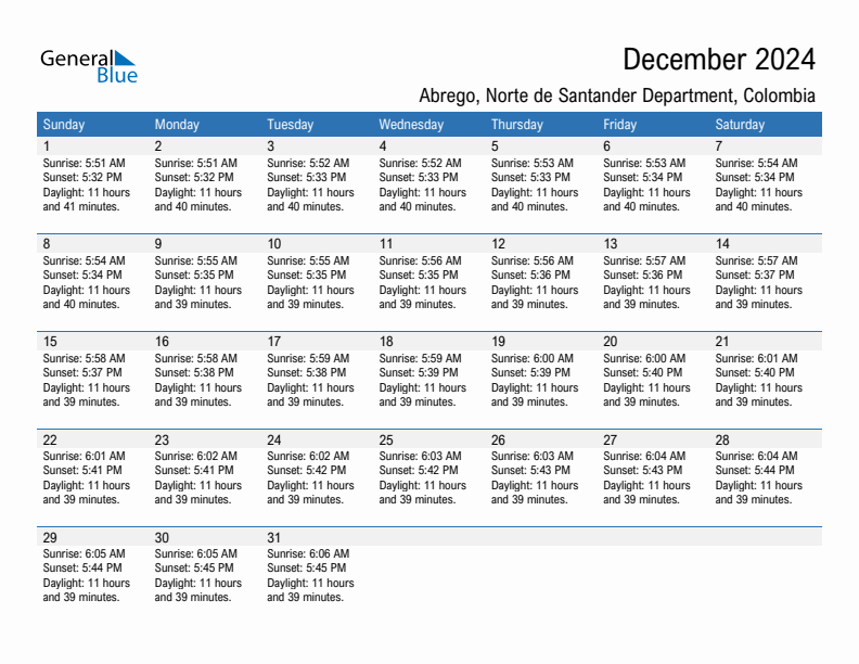 Abrego December 2024 sunrise and sunset calendar in PDF, Excel, and Word