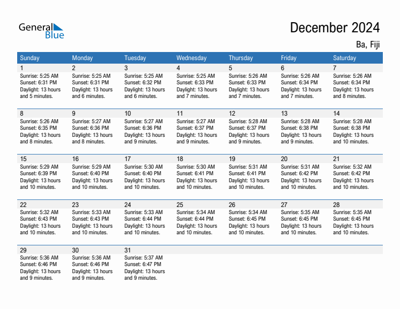 Ba December 2024 sunrise and sunset calendar in PDF, Excel, and Word