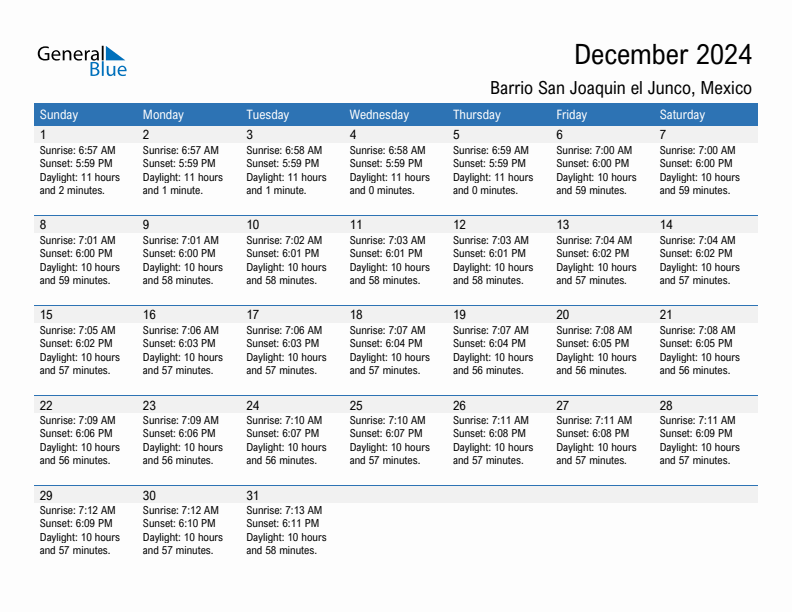 Barrio San Joaquin el Junco December 2024 sunrise and sunset calendar in PDF, Excel, and Word