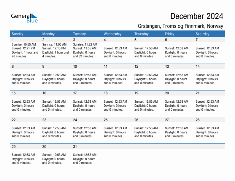 Gratangen December 2024 sunrise and sunset calendar in PDF, Excel, and Word