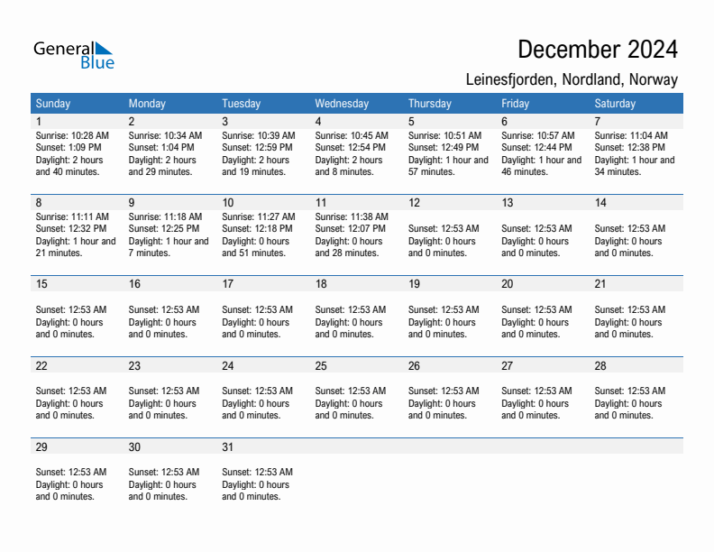 Leinesfjorden December 2024 sunrise and sunset calendar in PDF, Excel, and Word