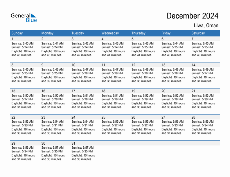 Liwa December 2024 sunrise and sunset calendar in PDF, Excel, and Word