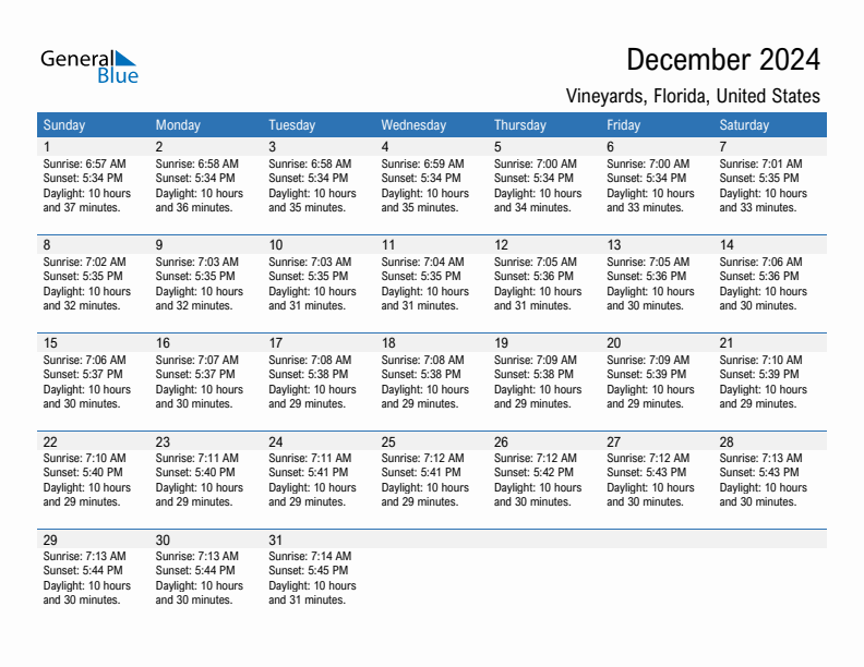 Vineyards December 2024 sunrise and sunset calendar in PDF, Excel, and Word