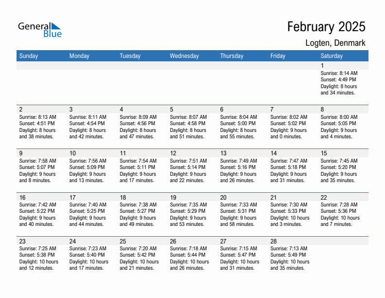 Logten February 2025 sunrise and sunset calendar in PDF, Excel, and Word