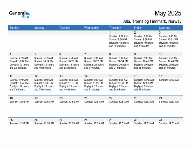 Alta May 2025 sunrise and sunset calendar in PDF, Excel, and Word