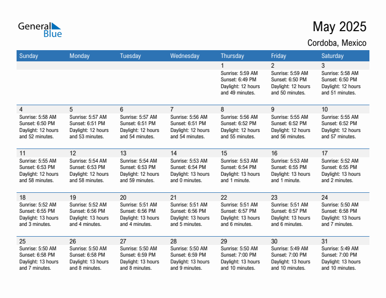 Cordoba May 2025 sunrise and sunset calendar in PDF, Excel, and Word