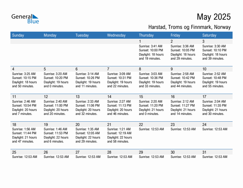 Harstad May 2025 sunrise and sunset calendar in PDF, Excel, and Word