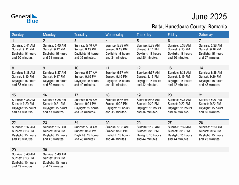 Baita June 2025 sunrise and sunset calendar in PDF, Excel, and Word