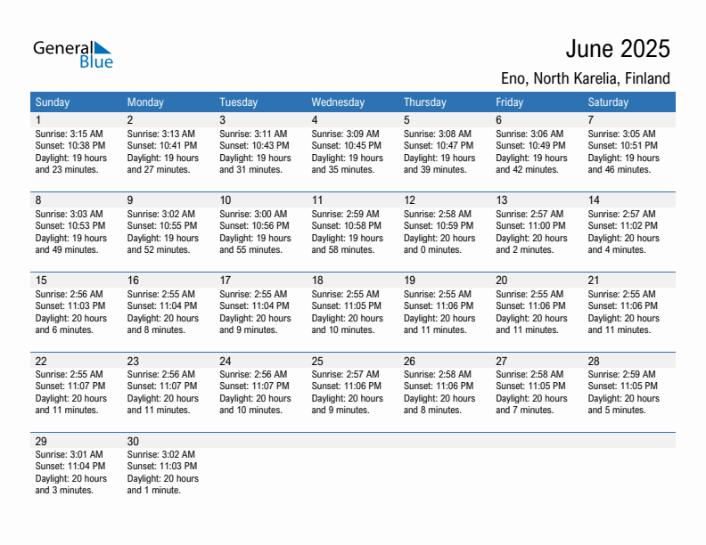 Eno June 2025 sunrise and sunset calendar in PDF, Excel, and Word