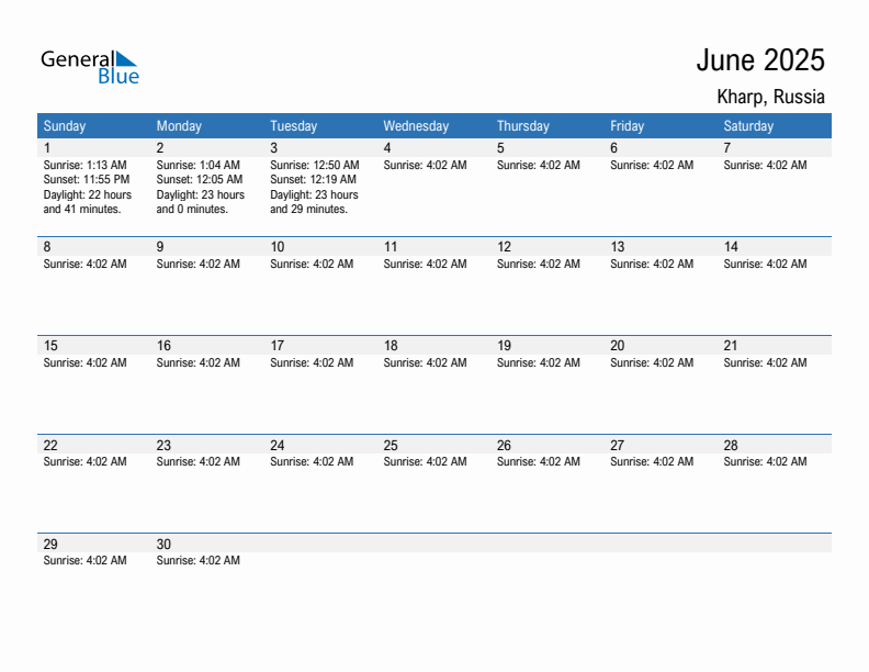 Kharp June 2025 sunrise and sunset calendar in PDF, Excel, and Word