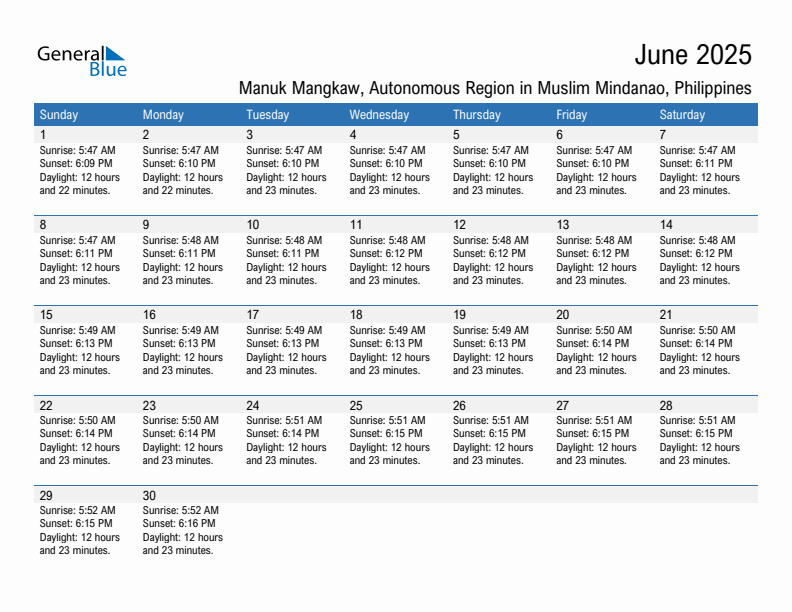 Manuk Mangkaw June 2025 sunrise and sunset calendar in PDF, Excel, and Word