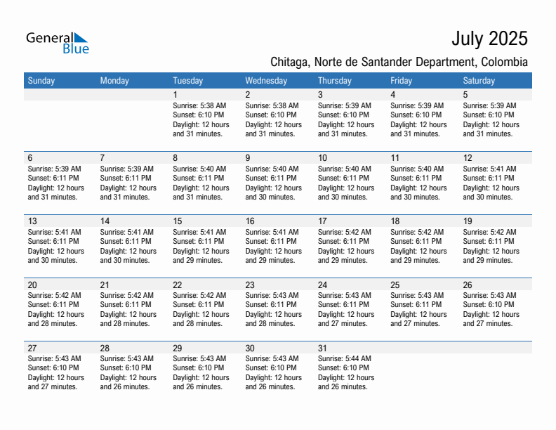 Chitaga July 2025 sunrise and sunset calendar in PDF, Excel, and Word