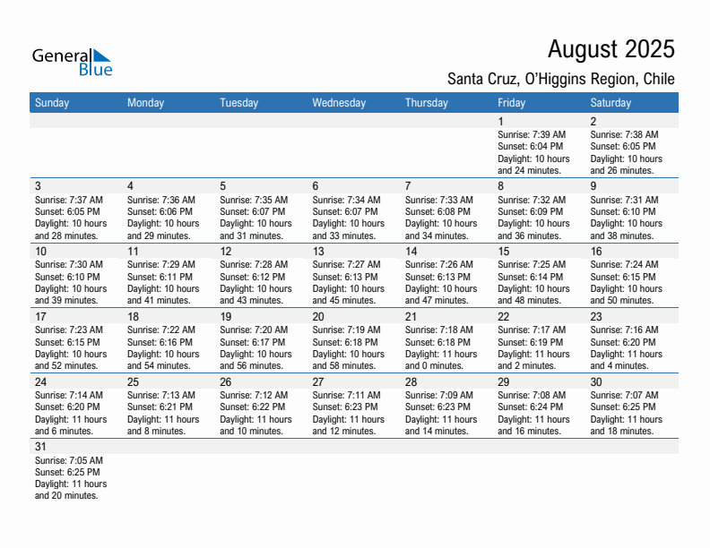 Santa Cruz August 2025 sunrise and sunset calendar in PDF, Excel, and Word