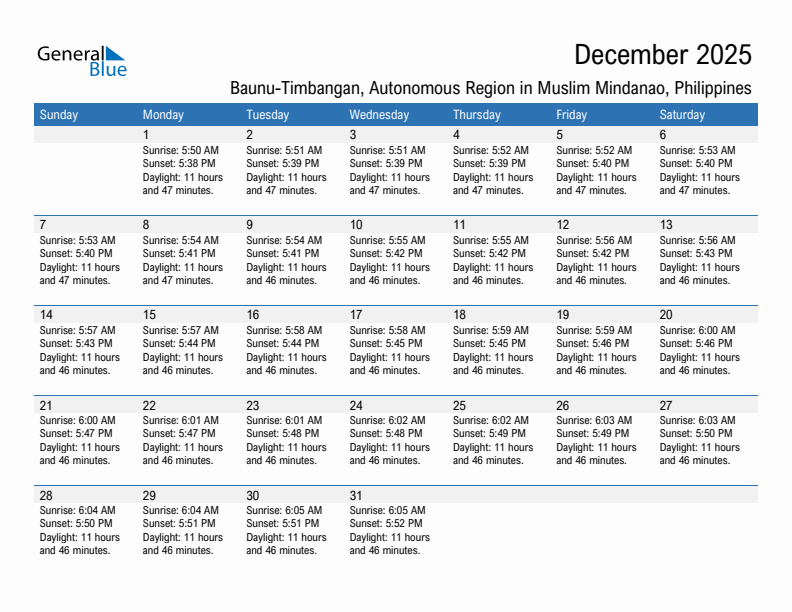 Baunu-Timbangan December 2025 sunrise and sunset calendar in PDF, Excel, and Word