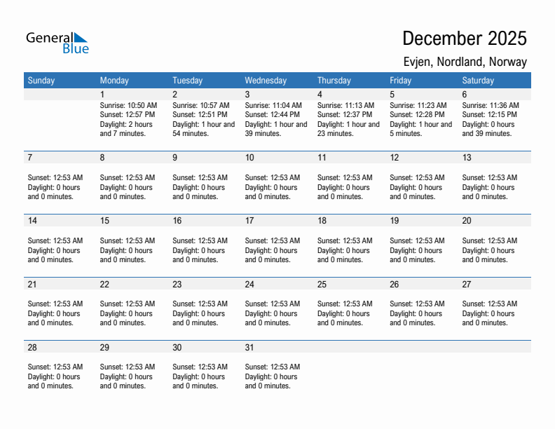 Evjen December 2025 sunrise and sunset calendar in PDF, Excel, and Word