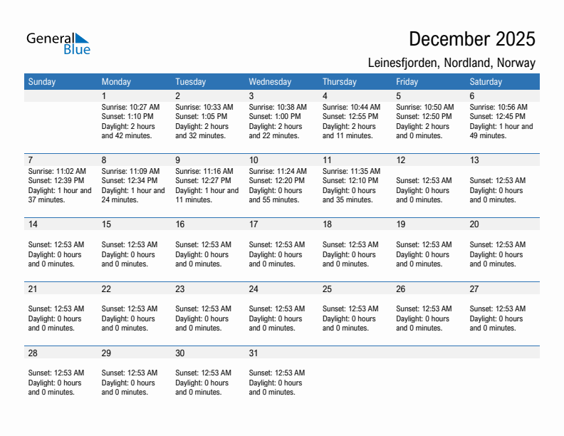 Leinesfjorden December 2025 sunrise and sunset calendar in PDF, Excel, and Word