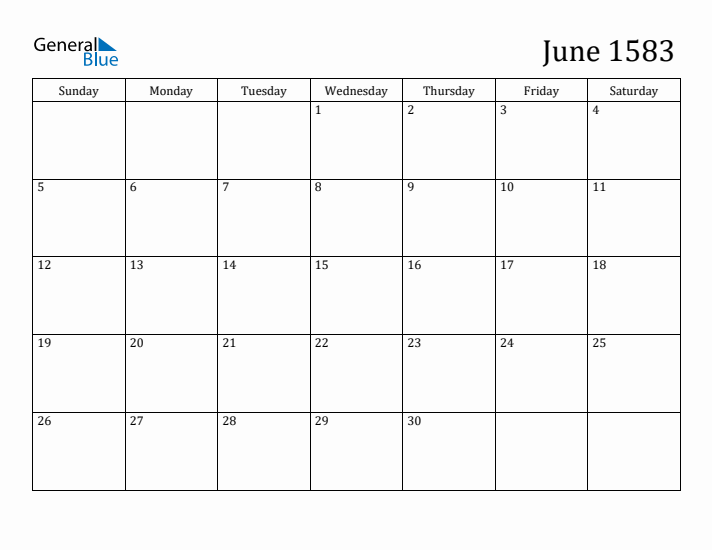 June 1583 Calendar