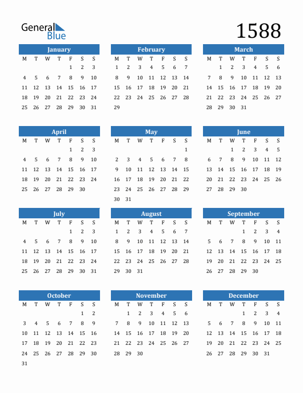 1588 Calendar