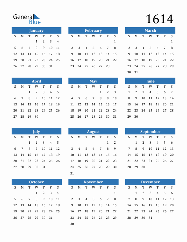 1614 Calendar