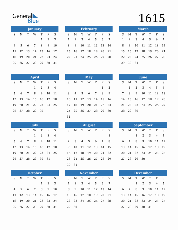 1615 Calendar