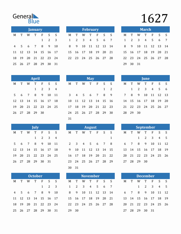 1627 Calendar